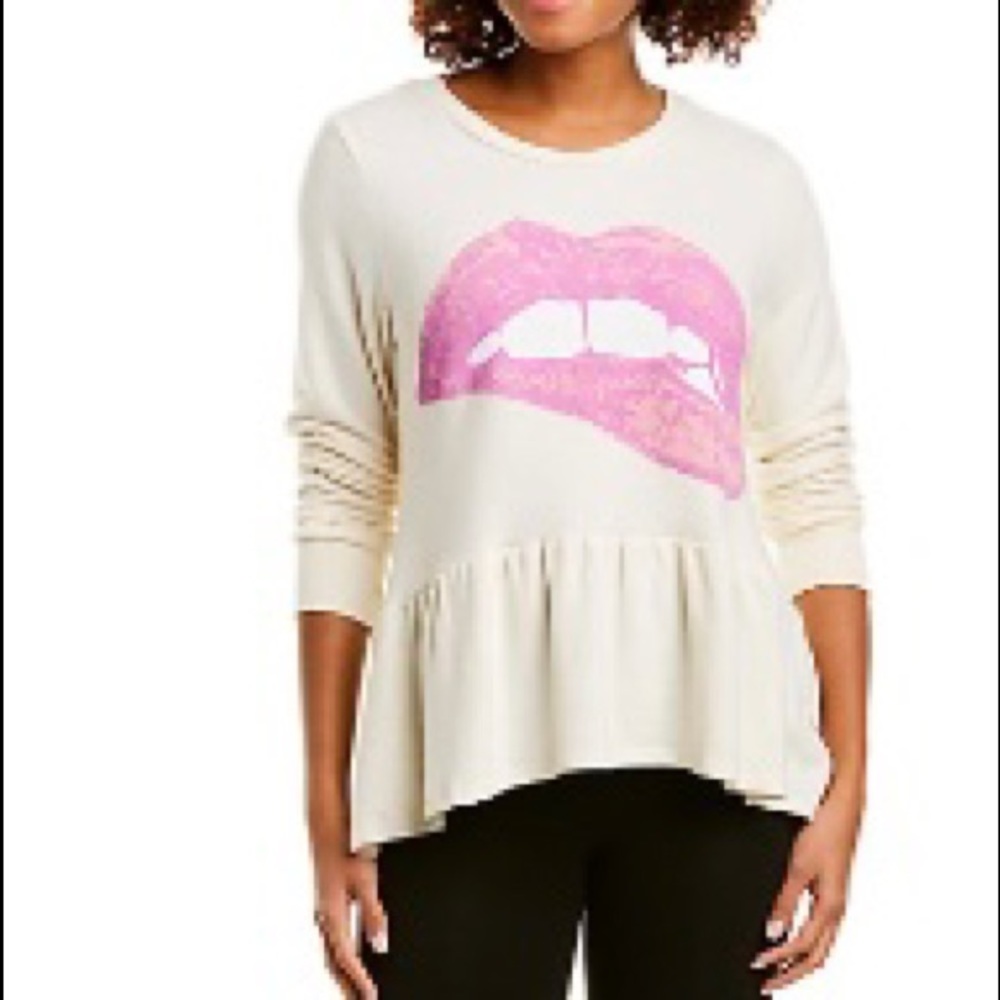 Lauren Moshi Fiona Lips Peplum Top XS